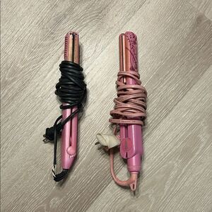 Bundle of Two Pink Hair Straighteners Styling Tools Set